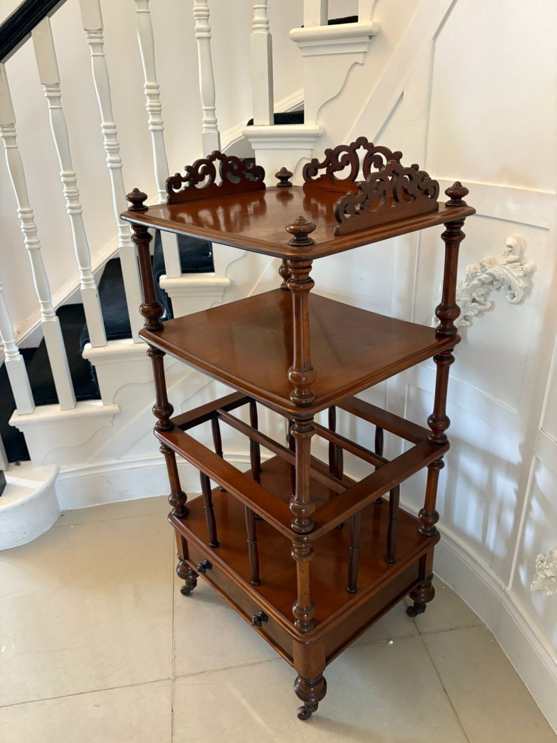 Antique Victorian Quality Mahogany Free Standing Canterbury Whatnot - Image 6